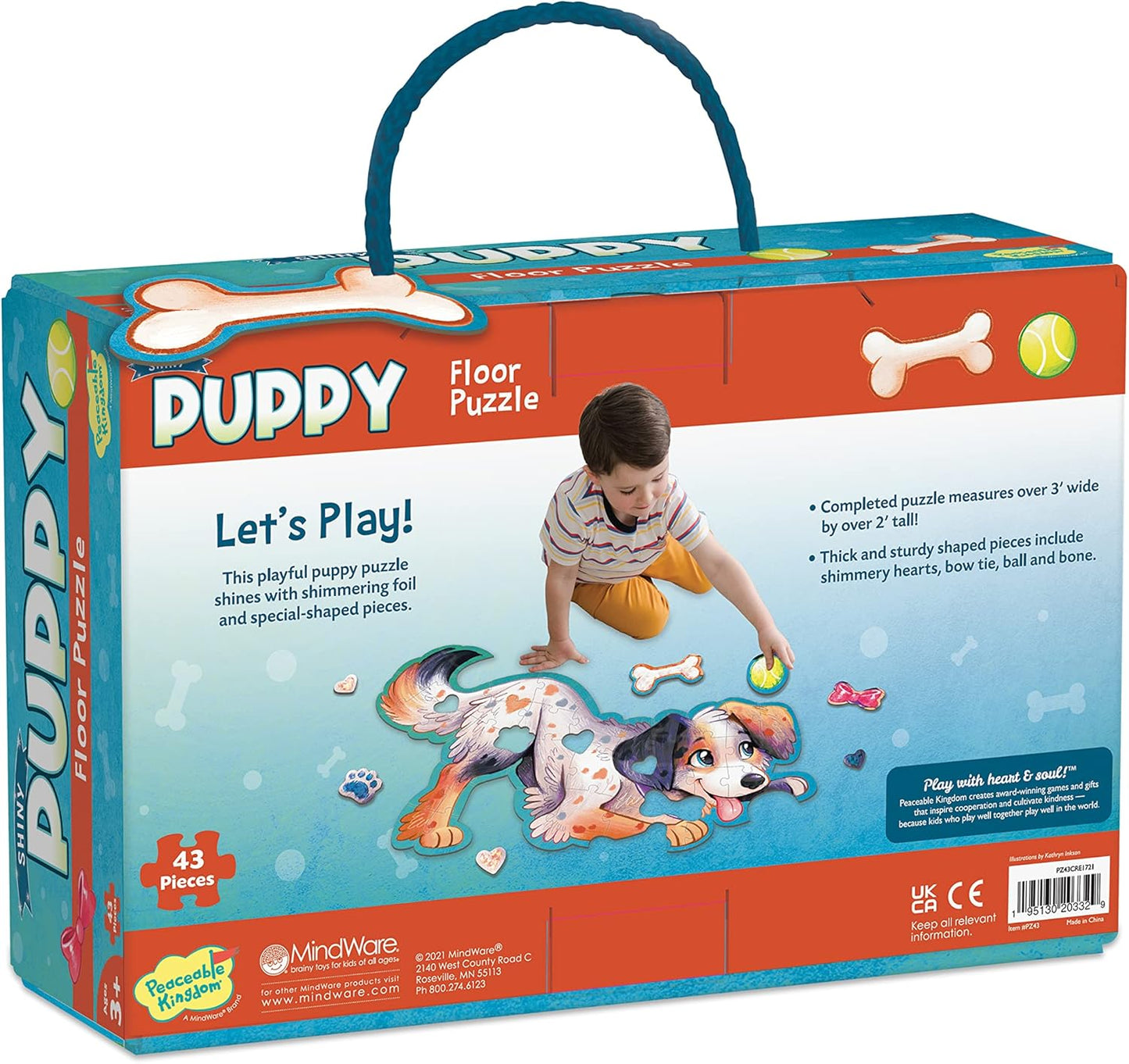 Peaceable Kingdom Giant Floor Puzzles with Uniquely Fun Shaped Pieces for Kids Ages 3+ Gifts for Boys and Girls - Racecar