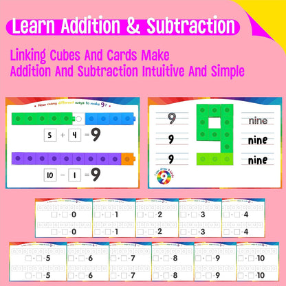 SpriteGru Math Linking Cubes, Math Cubes Manipulatives with Activity Cards Linking Cube Math Counters for Kids Kindergarten Learning Activities