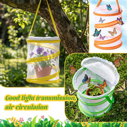Sherr Mini Butterfly Habitat Cage Clear Mesh Butterfly Net Cage Container Foldable Terrarium, 6.2x7.1inch