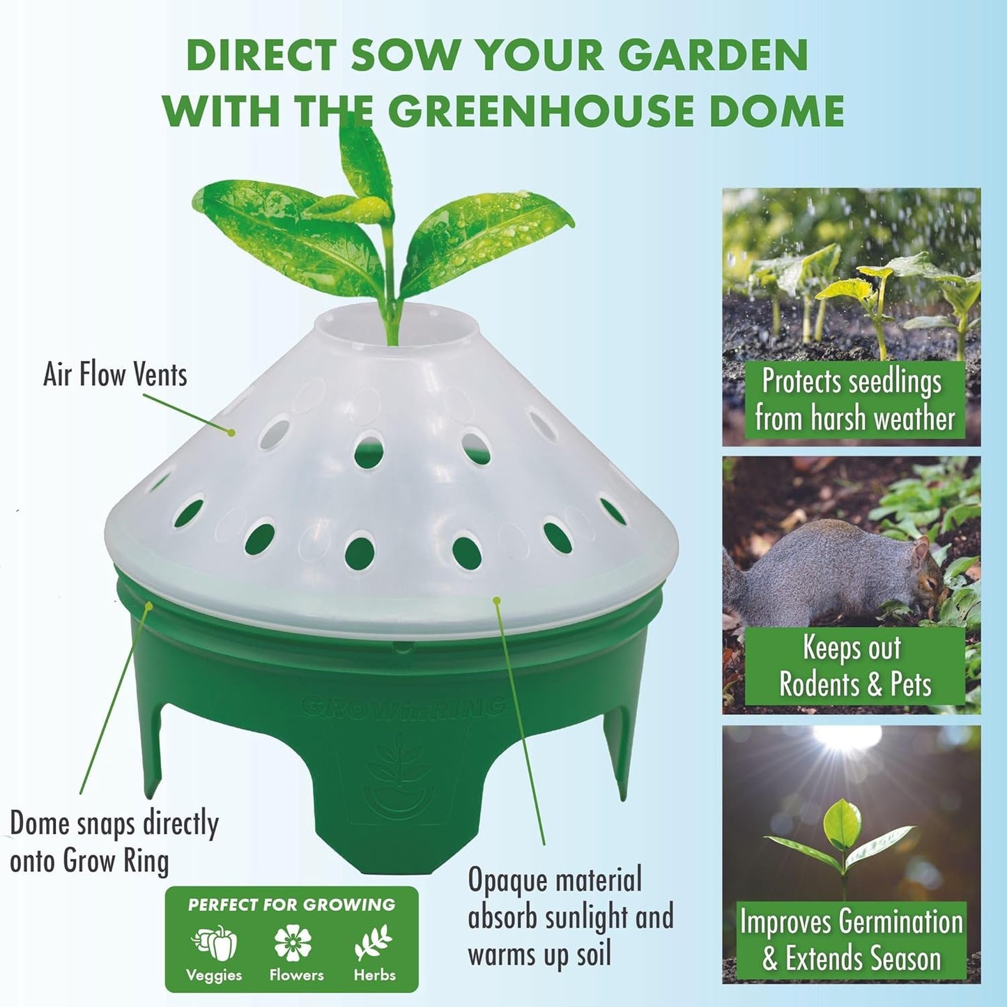 Kids Sunflower Garden Kit – Grow Your Own Sunflowers from Seeds with Greenhouse Germination Domes & Grow Rings, Non-GMO Seeds, BPA-Free | Gardening Gift for Kids & Families, Made in USA
