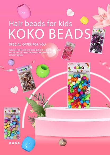 160PC 12x15 mm Premium Wholesale Pony Beads, Bracelet Cool Beads, Beads for Hair Braids, Beads for Kids Crafts, Plastic Beads, Hair Beads for Braids for Girls