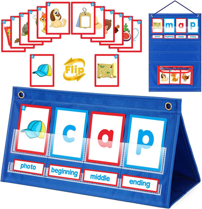 Word Building Desktop Tent Cards Set CVC Words Phonics Games Chart Kindergarten Spelling Education Toy