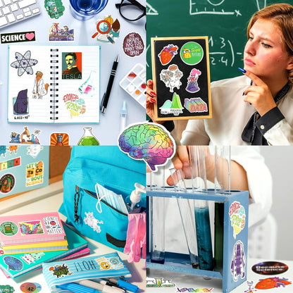 100 PCS Science Stickers for Water Bottles,Science Laboratory Stickers for Adults Students Teacher,Physics Biology Chemistry Experiment Math Gifts
