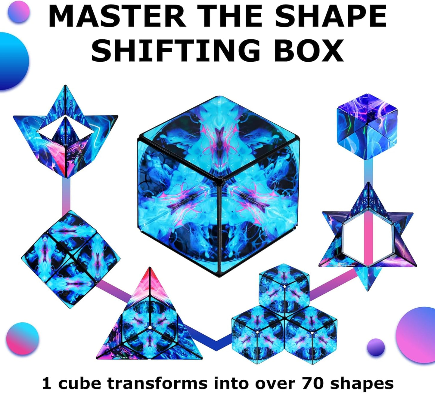 Shashibo Shape Shifting Box - Award-Winning STEM Fidget Toy with Ultra Strong Magnets - Puzzle Cube Transforms Into 100+ Shapes, Perfect Sensory Gift for Kids, Teens, and Adults (Cosmos)