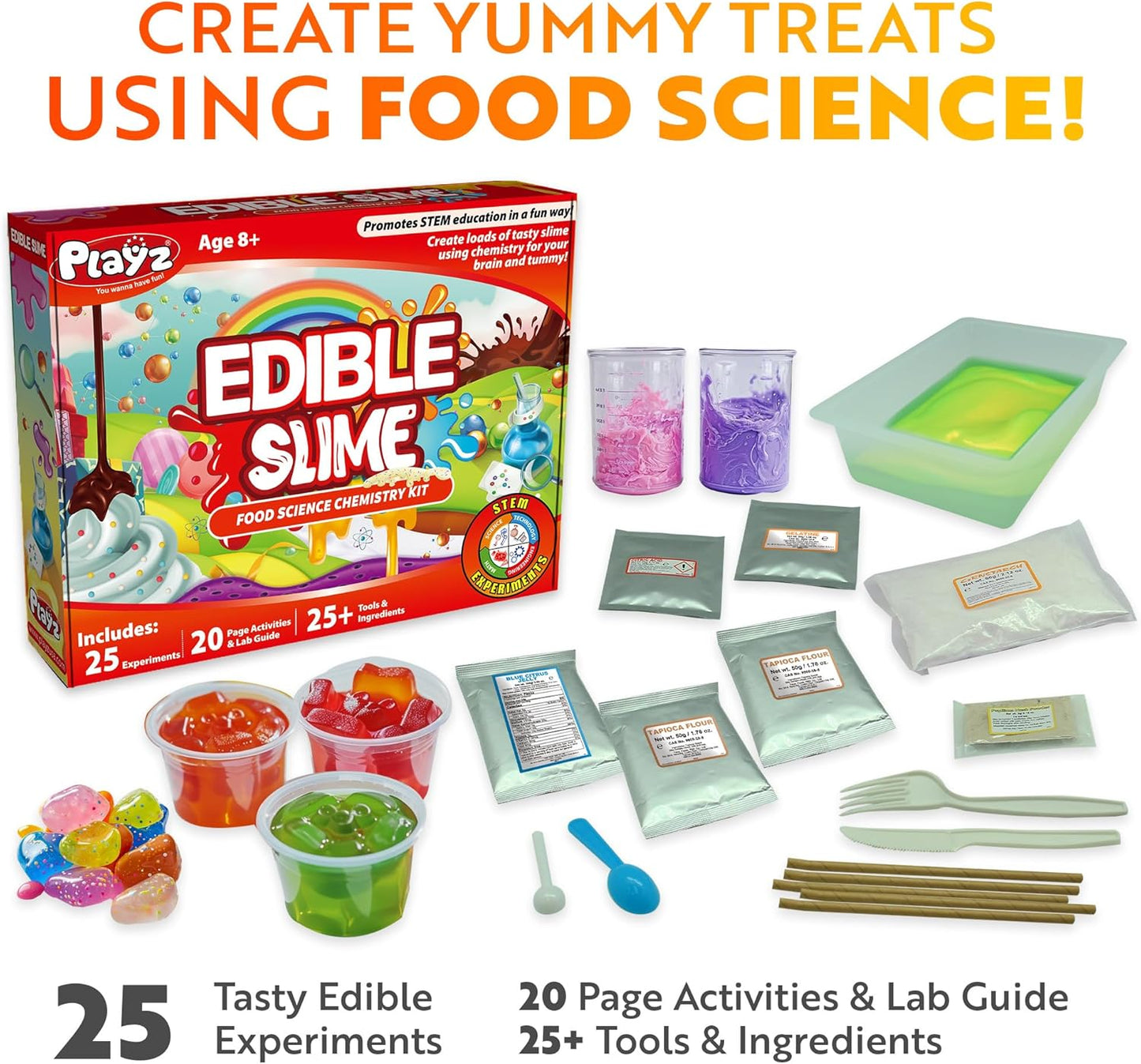 Playz Edible Candy Making Science Kit for Kids Ages 8-12 Years Old - Food Science Chemistry Kid Science Kit with 40 Experiments to Make Your Own Chocolates, Educational Science Kits for Boy & Girls