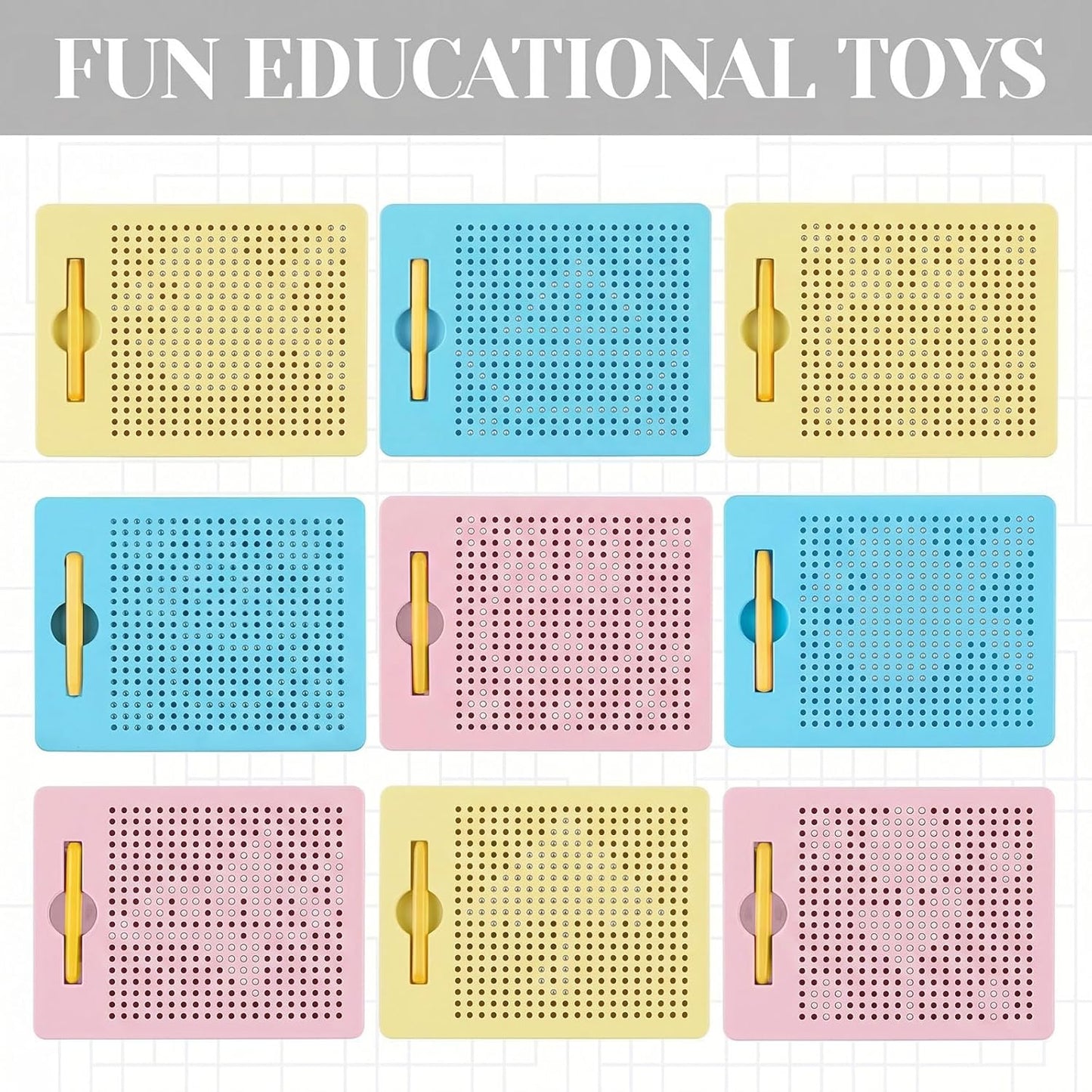Yexiya 3 Pcs Magnetic Drawing Board for Kids, Toddler Travel Drawing Kit Magnet Sketch Thread Board with Stylus Pen and Beads Toy for Child Quiet Time Activities (7 x 8.5 Inches,Blue)