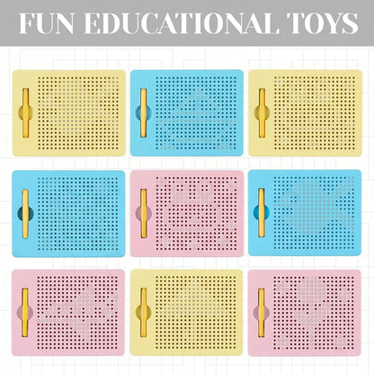 Yexiya 3 Pcs Magnetic Drawing Board for Kids, Toddler Travel Drawing Kit Magnet Sketch Thread Board with Stylus Pen and Beads Toy for Child Quiet Time Activities (7 x 8.5 Inches,Blue)