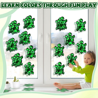 32 Sets Outer Space Suncatchers Craft Kit DIY Window Stained Glass Effect Planet Astronaut Alien Paper Crafts Home School Classroom Decoration Kid Birthday Gift Creative Art Project Activity Game - Colors B