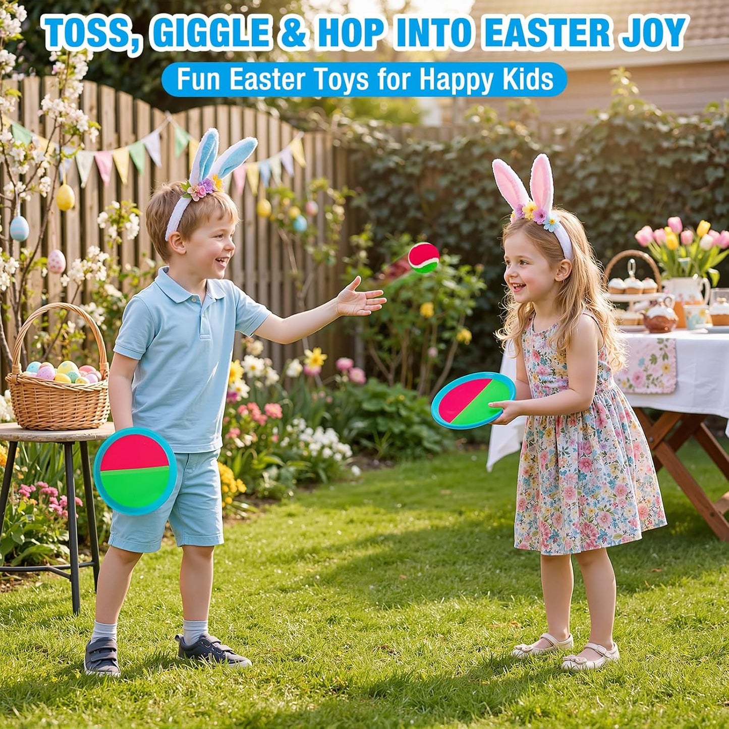 Ayeboovi Toss and Catch Ball Game Outdoor Toys for Kids Yard Games Beach Toys Outside Games for 3 4 5 6 7 8 9 10 Year Old Boys Girls (Upgraded)