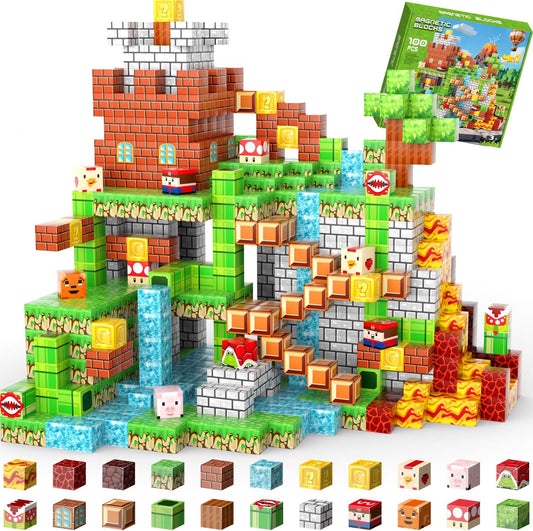 100 PCS 0.8 Inch Magnetic Blocks, STEM Montessori Stacking, Magnetic Building Blocks for Boys & Girls Age 3-8, Educational Stacking Magnets Cubes for Creativity, Birthday Gift for Ages 4-10