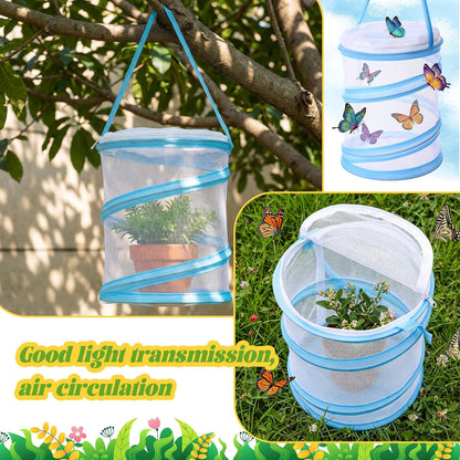 Sherr Mini Butterfly Habitat Cage Clear Mesh Butterfly Net Cage Container Foldable Terrarium, 6.2x7.1inch