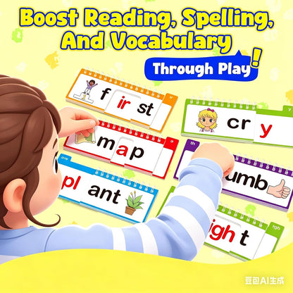 Phonics Word Family Flip Books, 40 Sets CVC Spelling Flash Cards, Educational Sight Words Reading Games, Preschool Kindergarten Learning Toys for Kids, Phonics Spelling Reading Games for Boys Girls