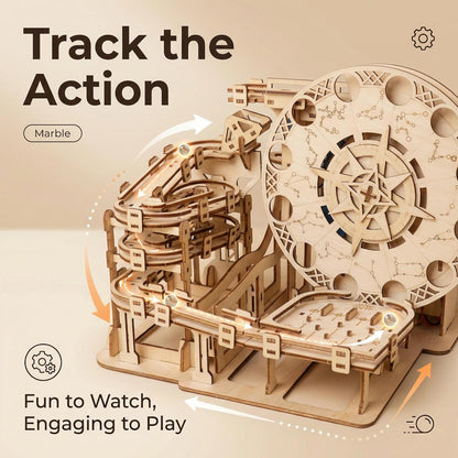 3D Wooden Puzzles for Adults Wood Marble Run to Build Wood disc Creative Mechanical Puzzles Assembly Model Building Kits Perfect Christmas and Birthday Gifts