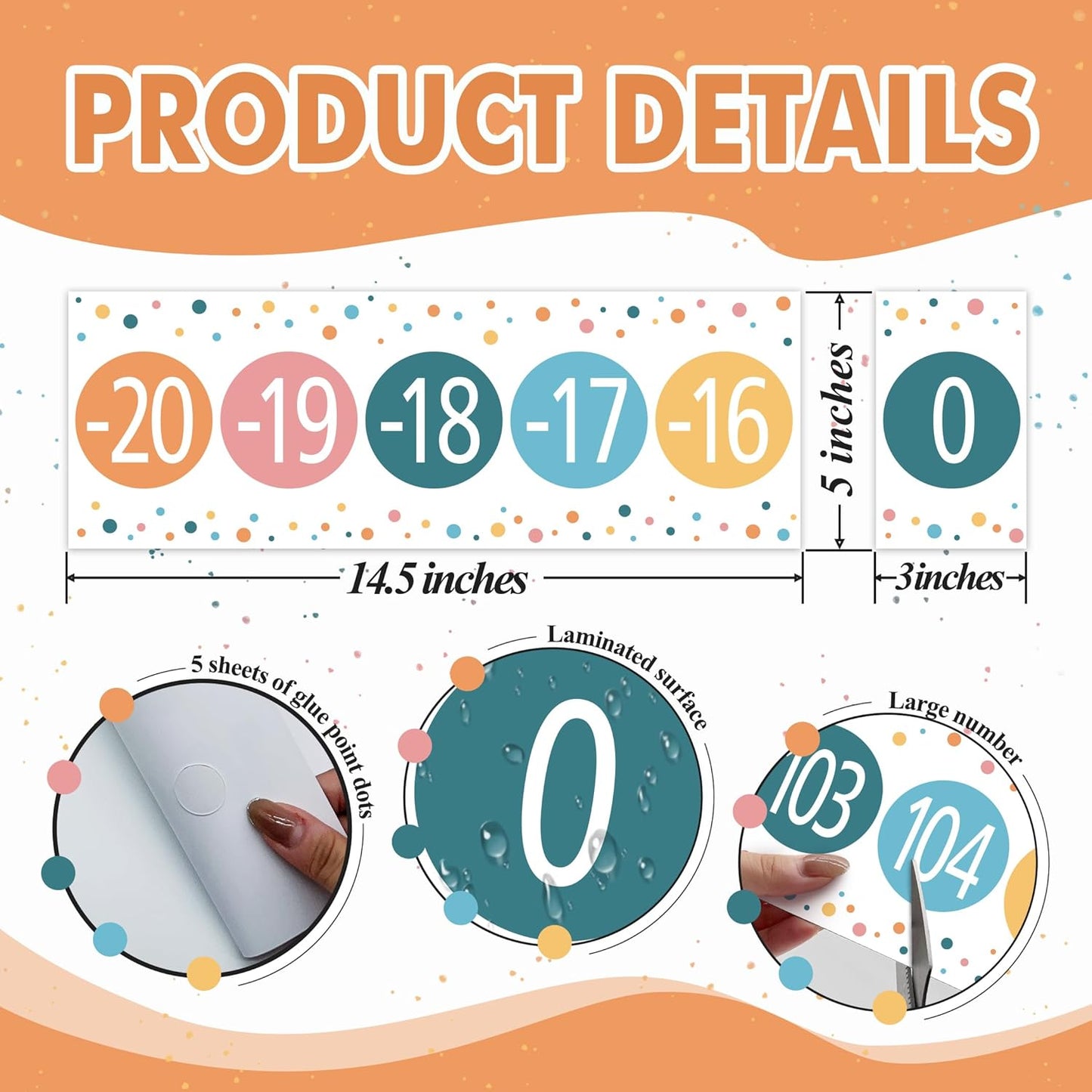 29 Pieces Number Line for Classroom Wall -20 to 120 Number Line Bulletin Board Border Boho Classroom Decorations Math Posters for Teachers