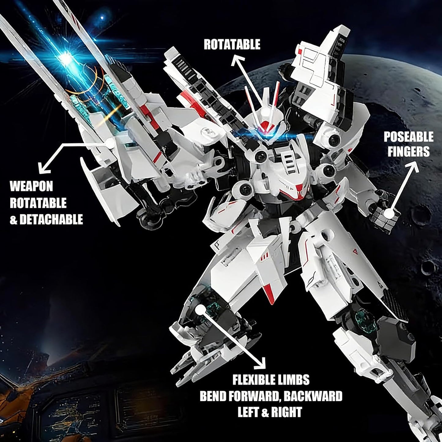 Mech Robot Building Blocks Set Movable Joints Construction Toy 654PCS Creative Collectible Action Figure Model Kit for Kids and Hobbyists Ages 6+