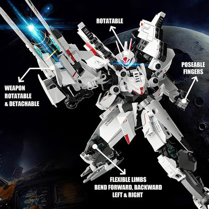 Mech Robot Building Blocks Set Movable Joints Construction Toy 654PCS Creative Collectible Action Figure Model Kit for Kids and Hobbyists Ages 6+