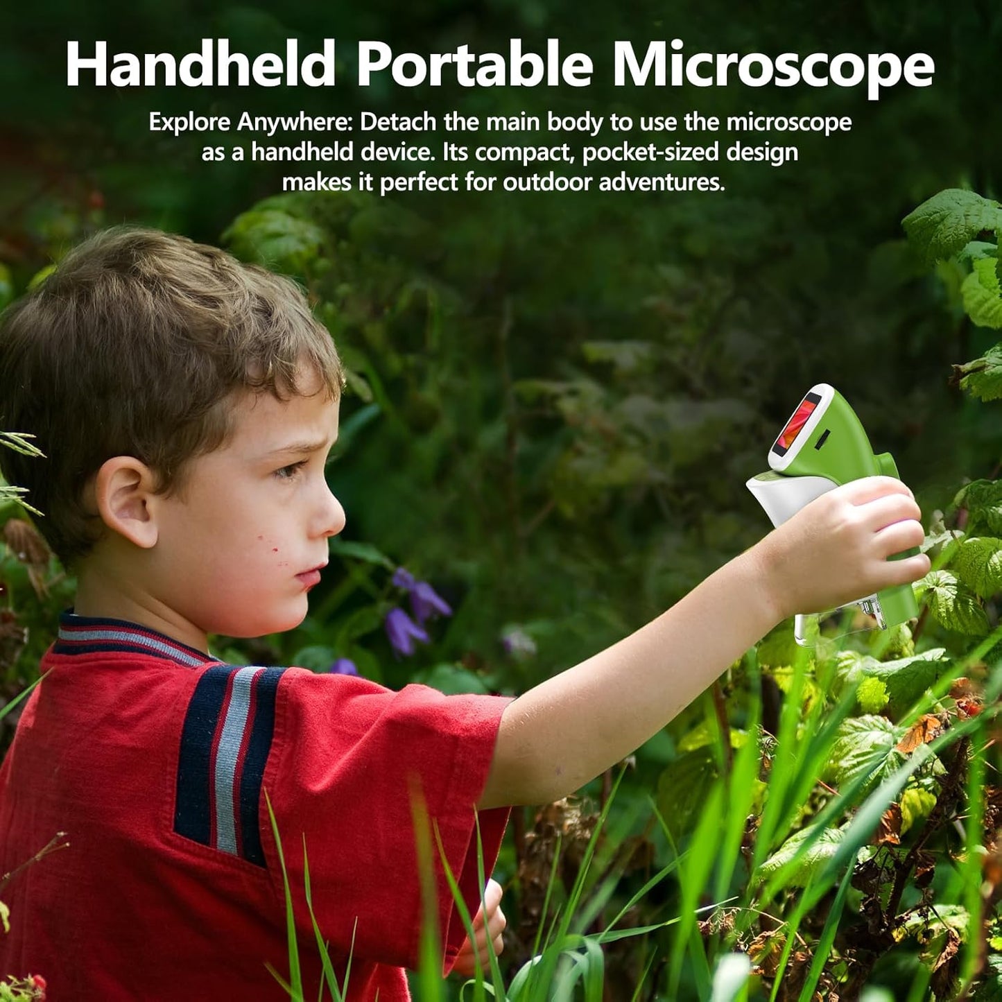 Detachable Kids Handheld Microscope Miniscope - 4K 2.0" HD Screen, 1000X Digital Pocket Toy Microscopes for Boys & Girls Ages 4-12 - Portable Science Stem Kit with Slides Set, 32G Card