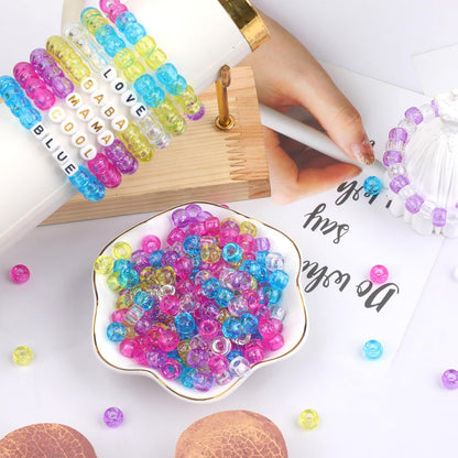 Auvoua 1000Pcs Pony Beads Bracelet 9mm Yellow Plastic Barrel Pony Beads for Necklace,Hair Beads for Braids,Key Chain,Jewelry Making (Yellow)