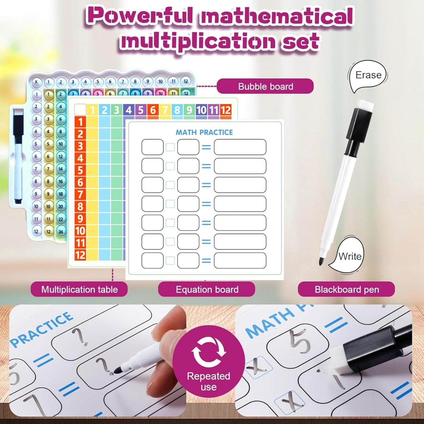 12x12 Multiplication Chart Popper, Digital Multiplication Table Game Board-Math Manipulative Toy, 3rd Grade Fidgety Popper for Kids Learning, Multiplication Machine Times Table