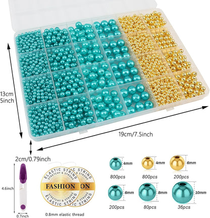 Hpebl 2136PCS Beads for Bracelets Pearl Bracelet Making Kit Friendship Bracelet Kits Bracelet Bead Kits Small Pearl Bead and Gold Beads Beading Kit for Bracelets Jewelry Making Kit