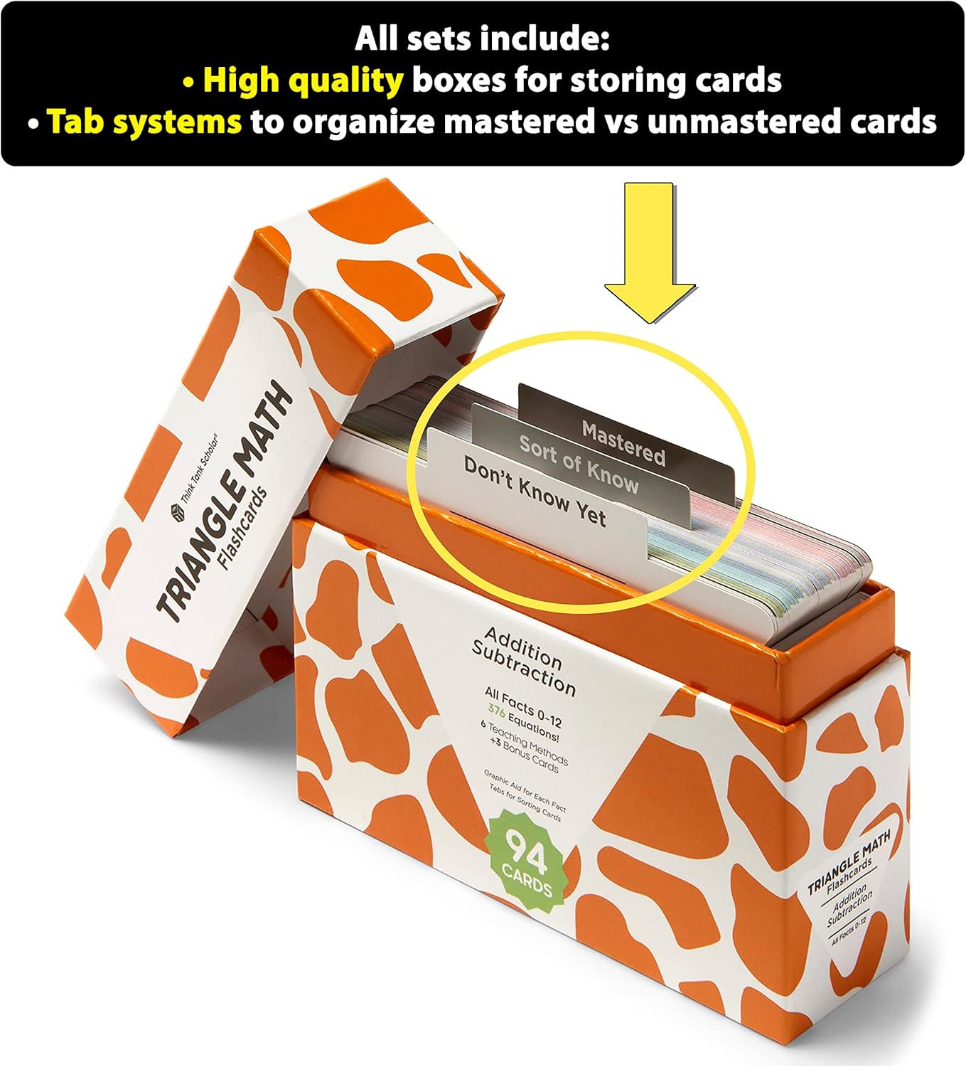 Think Tank Scholar 346 Addition and Subtraction Flash Cards Set (Award Winning) All Facts Color Coded, for Kids in Kindergarten, 1st, 2nd, 3rd Grade Class or Homeschool - Games & Chart