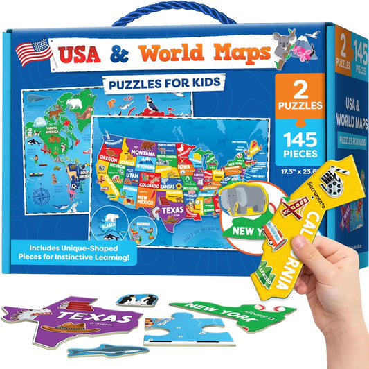 World Map Puzzle for Kids - 75 Piece - World Puzzles with Continents - Childrens Jigsaw Geography Puzzles for Kids Ages 4-8, 5, 6, 7, 8-10 Year Olds - Globe Atlas Puzzle Maps Learning Games Gifts
