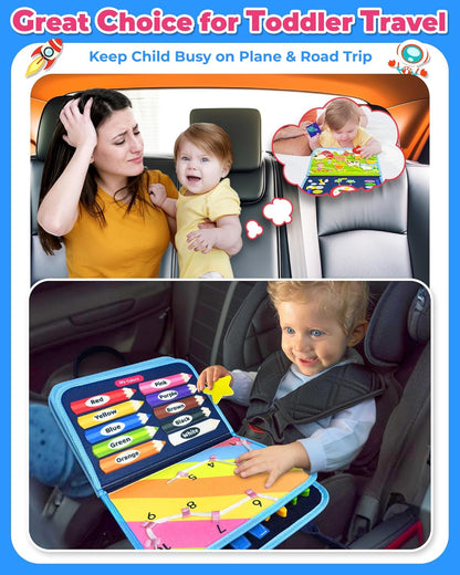 Gojmzo Busy Board Montessori Toys for Toddler Boy Girl Birthday Gifts, Busy Book Sensory Toys for Toddlers, Learning Educational Toddler Travel Activities