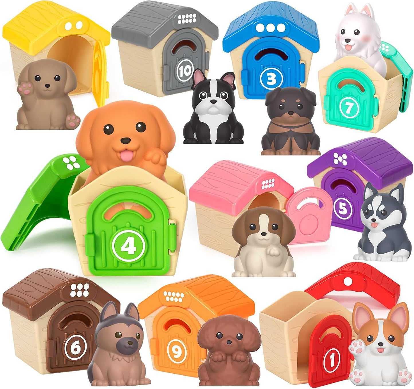 Learning Toys for 1 2 3 Year Old Boys Girls, 20 Pcs Cat Toys for Toddlers 1-3, Kitten Finger Puppet Games, Counting Matching Sorting Motor Educational Playset, Gifts for Baby Toddlers Age 12-18 Months
