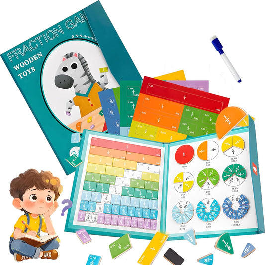 Magnetic Fraction Demonstration Book, Fractions Manipulatives with Fraction Tiles & Magnets,STEM Math Magnetic Fraction Disc Set-102 Pcs