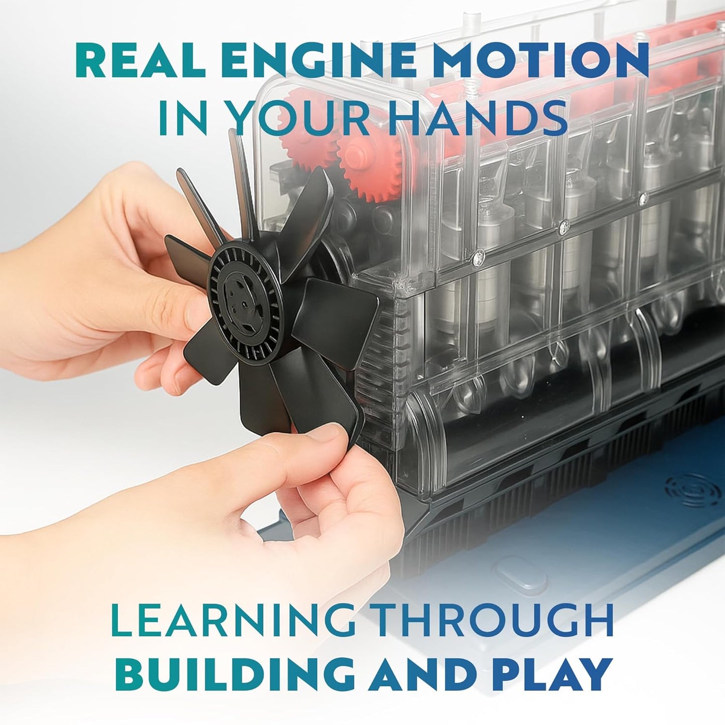 Playz V8 Combustion Engine Model Kit That Runs - Build Your Own STEM Mini V8 Model Engine Kit for Adults & Kids Age 12+, Visible V8 Mini Engine Kit That Works for Adult w/ 270 STEM Parts