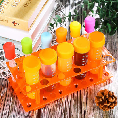 Weewooday 12 Pieces Jumbo Test Tubes with Stand Set, Primary Science Including 5 Jumbo Test Tubes, 6 Pieces Liquid Droppers Silicone and 1 Piece Storage Stand, Multi Color, Ages 6 and Above
