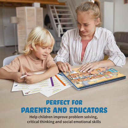 Picture Book and Emotion Cards, Picture Story Cards, Social Emotional Learning Activities, Autism Homeschooling, Educational Busy Book, Speech Therapy Materials (WH Question Flipbook)