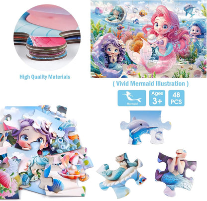 Jumbo Floor Puzzle for Kids,48 Piece Unicorn Large Jigsaw Puzzles,Puzzle for Toddler Ages 3-5,Fun Educational Preschool Learning Toy Easter Gift for Boys & Girls Ages 4-8