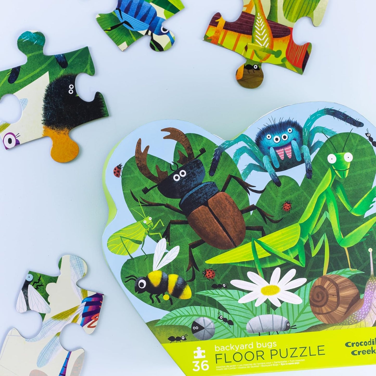 Crocodile Creek 36-Piece Jigsaw Floor Puzzle - Shark Reef - for Kids Ages 3-5 - Heavy-Duty Shaped Box for Storage - 24" W x 18" H Finished