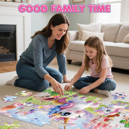 Jumbo Floor Puzzle for Kids,48 Piece Unicorn Large Jigsaw Puzzles,Puzzle for Toddler Ages 3-5,Fun Educational Preschool Learning Toy Easter Gift for Boys & Girls Ages 4-8