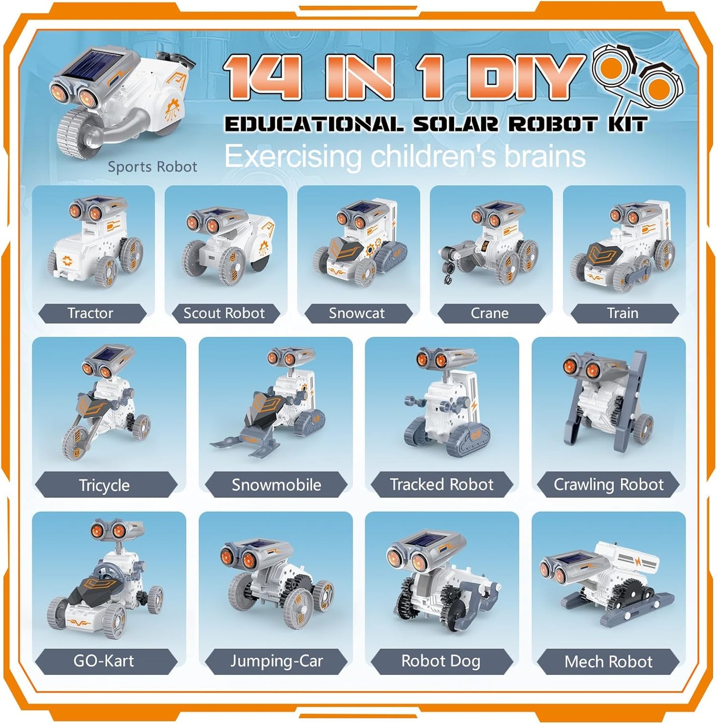 21 in-1 Solar Robot Building Kit STEM Gift for Kids 8-13, DIY Educational Science Robotics Toy Battery Solar Powered STEM Building Toy Set with 210 Pieces