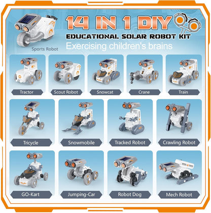21 in-1 Solar Robot Building Kit STEM Gift for Kids 8-13, DIY Educational Science Robotics Toy Battery Solar Powered STEM Building Toy Set with 210 Pieces