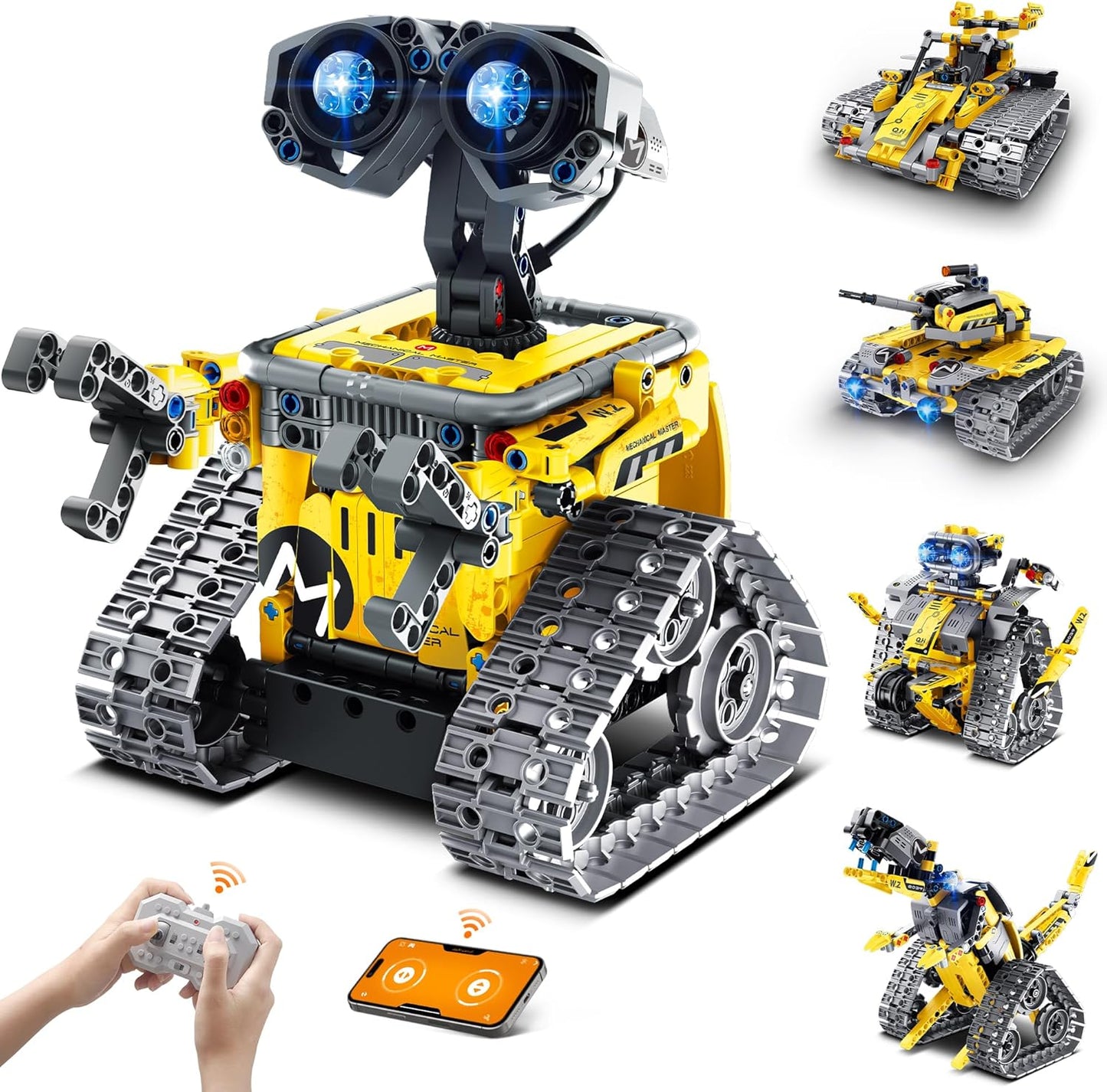 Mibido Robot Building Kit with Remote Control STEM Gifts for Kids Boys Ages 8-14, Technic Coding Robotic Toys for Teen‘s Birthday, Build 5in1 Models with 488 Pieces