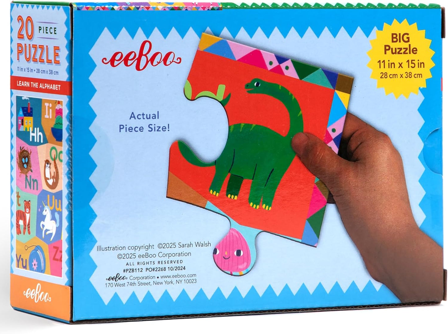 eeBoo 20 Piece Giant Floor Puzzle - Learn The Alphabet Children's Puzzle Letters & Object Themed, Large Pieces for Small Hands to Develop Motor Skills
