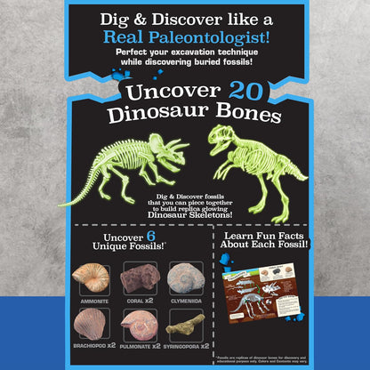 ArtSkills Epic Lab Dinosaur Fossil Digging Kit for Kids, Glow in the Dark Dinosaur Bones for Kids to Dig Up, Gifts for Boys 8-12