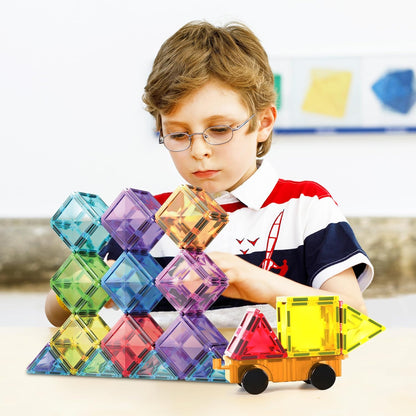 PicassoTiles Magnetic Building Block Set Geometry Shape Magnet Tiles Construction Toy STEM Learning Kit Educational Playset Playboard Pretend Play Stacking Blocks Child Brain Development PT16