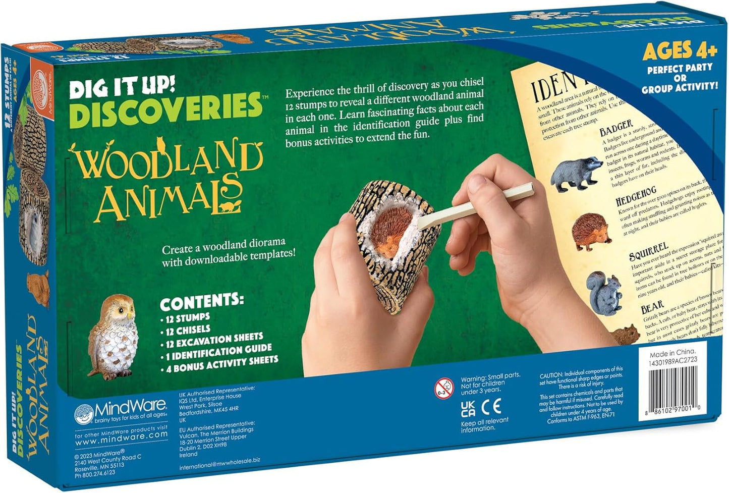 MindWare Dig it Up! Woodland Animals Excavation Kit - Educational Toys for Kids 4 and Up - Dig Kit with 12 Stumps, 12 Animal Figurines, 12 Chisels - Group or Classroom Activities & Birthday Parties