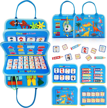Toddler Busy Board for 1 Year Old, Montessori Toy Sensory Busy Book for Toddler 1-3 Fishing Game Fine Motor Skill, Learning Car Ride Airplane Activities Travel Essential 2-4 Birthday Gift for Boy Girl
