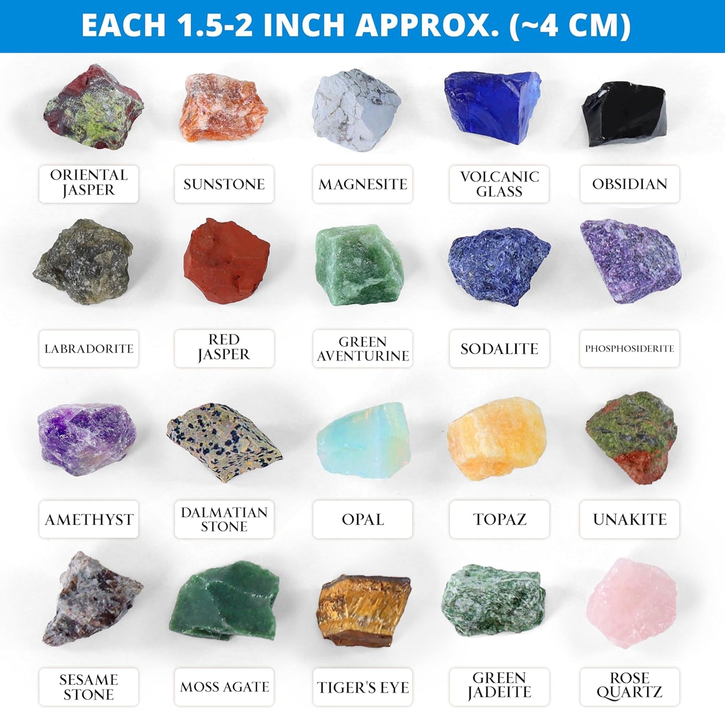 PIBEX Rock Collection Starter Kit - 54 Pcs Assorted Gemstones, Crystals, Rocks & Minerals, with Learning Book & ID Cards, Earth Science Kit Toy, A Geology Gift for Kids & Adults Ages 8+