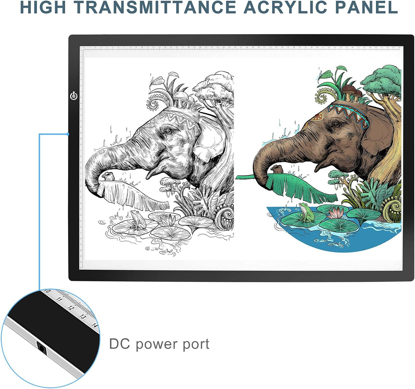 LitEnergy A4 LED Copy Board Light Tracing Box, Adjustable USB Power Artcraft LED Trace Light Pad for Tattoo Transferring, Drawing, Sketching, Animation, Stenciling, Diamond Art Painting Accessories