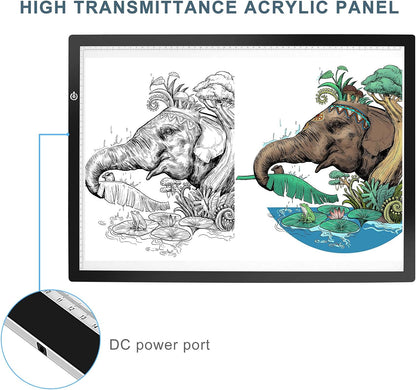 LitEnergy A4 LED Copy Board Light Tracing Box, Adjustable USB Power Artcraft LED Trace Light Pad for Tattoo Transferring, Drawing, Sketching, Animation, Stenciling, Diamond Art Painting Accessories
