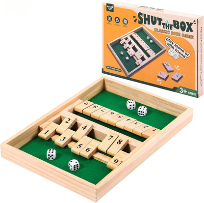 AIUAZA Shut The Box dice Game,Wooden Board Games 2-Person Competitive, Traditional bar, Travel, Family, Fun Math(Large Size)