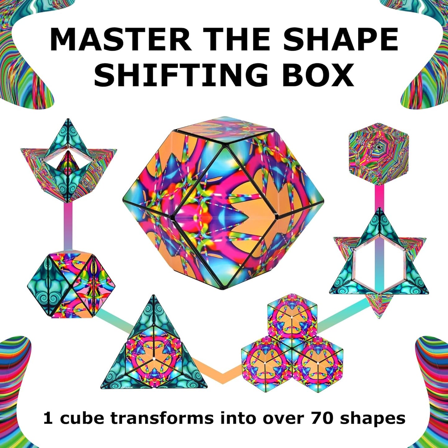 Shashibo Shape Shifting Box - Award-Winning STEM Fidget Toy with Ultra Strong Magnets - Puzzle Cube Transforms Into 100+ Shapes, Perfect Sensory Gift for Kids, Teens, and Adults (Cosmos)