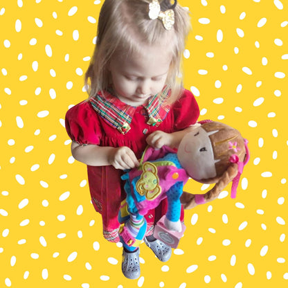 June Garden 16" Dressy Friends Bunnie - Educational Stuffed Plush Doll for Kids and Toddlers 2 Years and Up - Montessori Soft Toy Doll