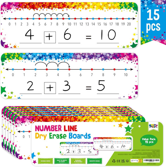 8 Packs Magnetic Number Line Boards, Dry Erase Writable and Erasable Math Board Addition & Subtraction White Board Magnets for Kids, Students, Classroom and Home (Each Measures 12” x 3.5”)